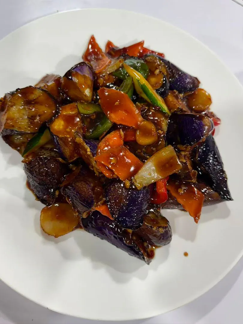 Chinese eggplant with spicy garlic sauce stir-fry at Mindy's Place - Middletown RI, an Asian Fusion Restaurant in Middletown